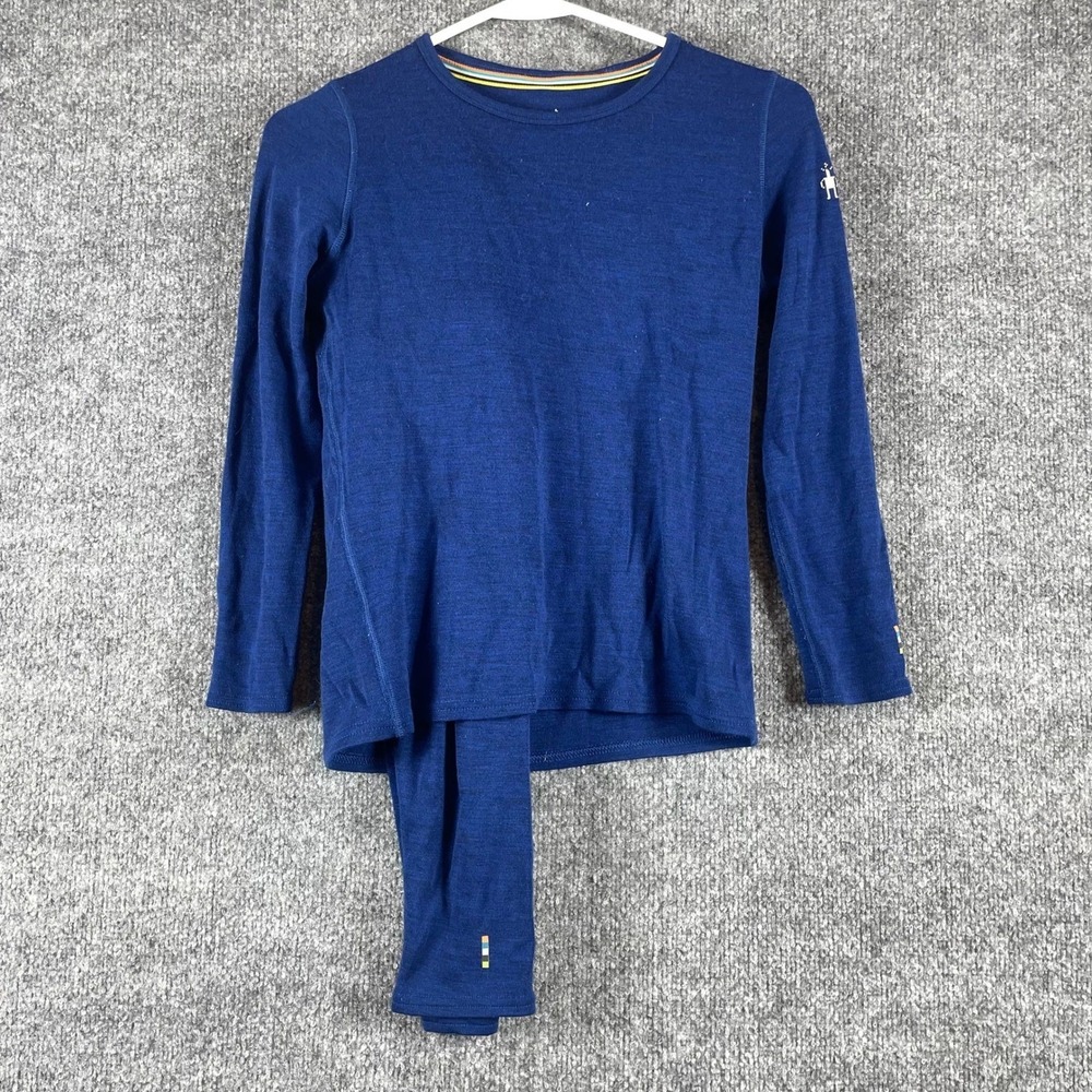 Smartwool Kids Long Sleeve Base Layer Top in Navy Blue